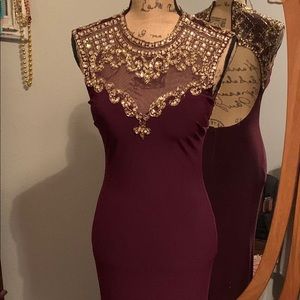 Betsy & Adam eggplant special occasion dress